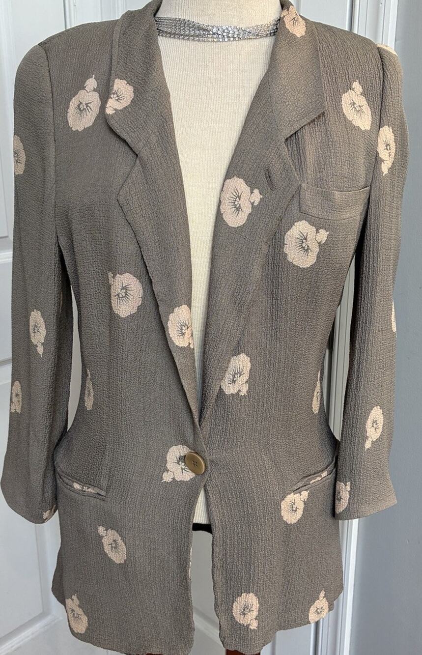 Vtg Giorgio Armani Borgonuovo 21 Floral Blazer Jacket 40 Italy US Small As Is